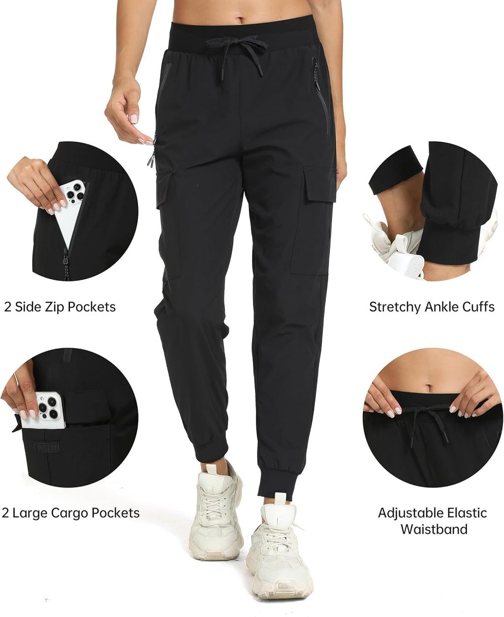 Skiennix Women's Cargo Hiking Pants - Lightweight Quick-Dry Joggers for Travel & Outdoor Activities