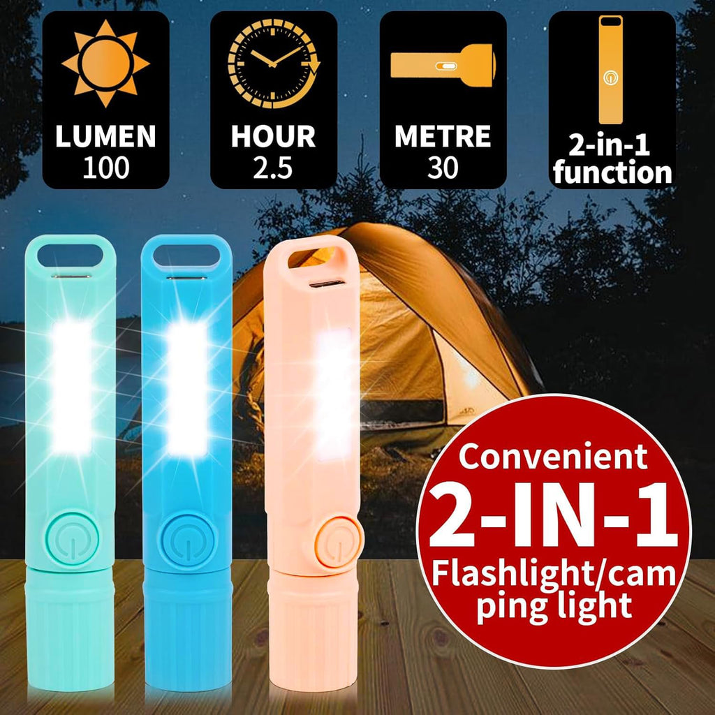 3 Pack Rechargeable Flashlights USB C Mini LED Flashlights, Camping Lantern Combo Flashlight, Ultralight Zoomable Flashlight for Gift Camping Hiking Night Reading Halloween Gifts Stocking Stuffers