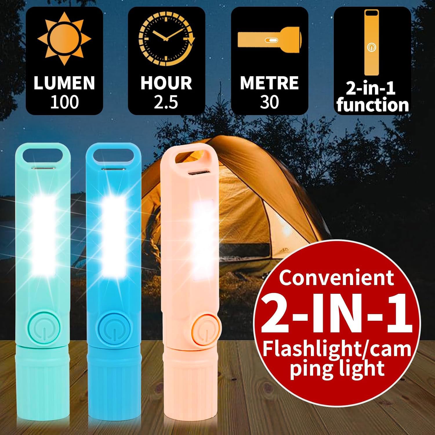 3 Pack Rechargeable Flashlights USB C Mini LED Flashlights, Camping Lantern Combo Flashlight, Ultralight Zoomable Flashlight for Gift Camping Hiking Night Reading Halloween Gifts Stocking Stuffers