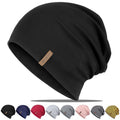 Slouchy Beanie for Women Cotton Beanies Hats Men Lightweight Soft Chemo Headwear Warm Skull Cap for All Seasons Black