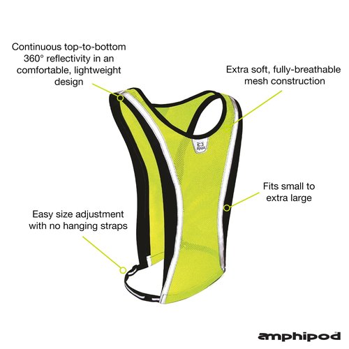 Amphipod Luminous-Lite Reflective Vest for Running, Cycling & Walking, High-Visibility Safety Vest for Low-Light Conditions for Men & Women - Yellow - OSFM