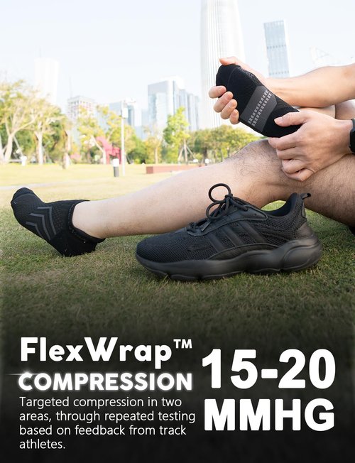 Juclise Coolmax Bamboo Viscose Compression Tab Running No Show Socks Men Moisture Wicking Cushioned Anti-Blister (US, Alpha, Large, Regular, Regular,Classic Black*3)