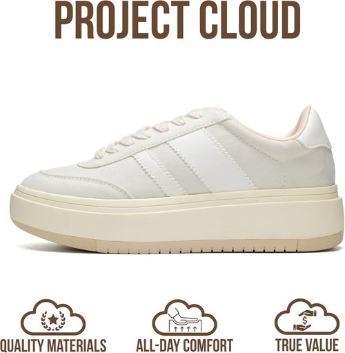 Nita Project Cloud Platform Sneakers for Women - Lightweight Memory Foam Insole | Non-Slip Fashion Footwear