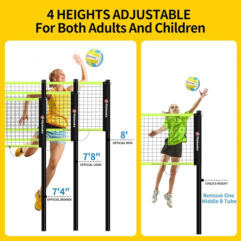 Regulation Size Volleyball Net Set by [Brand Name] - 32ft Portable Outdoor System with Adjustable Poles, PU Volleyball, Pump & Carry Bag