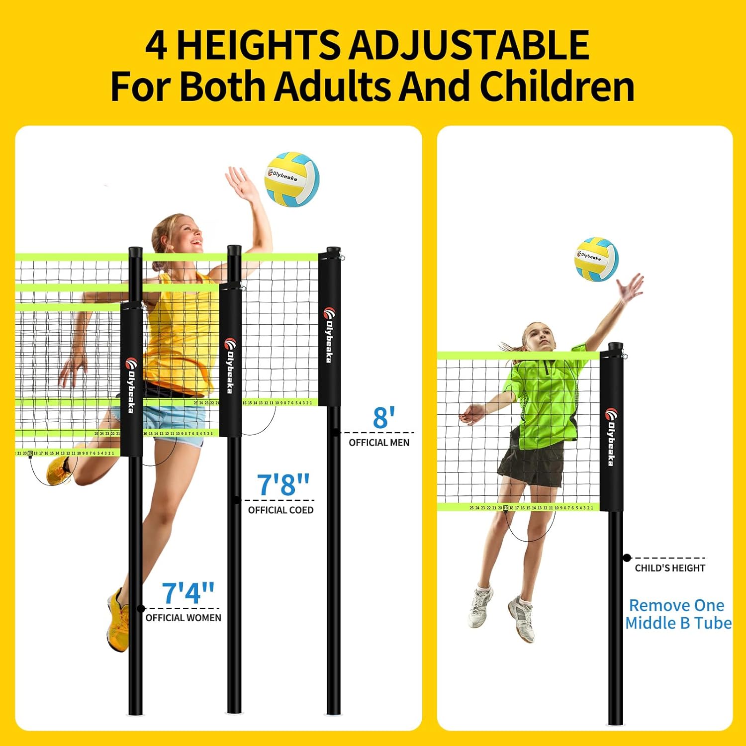 Regulation Size Volleyball Net Set by [Brand Name] - 32ft Portable Outdoor System with Adjustable Poles, PU Volleyball, Pump & Carry Bag