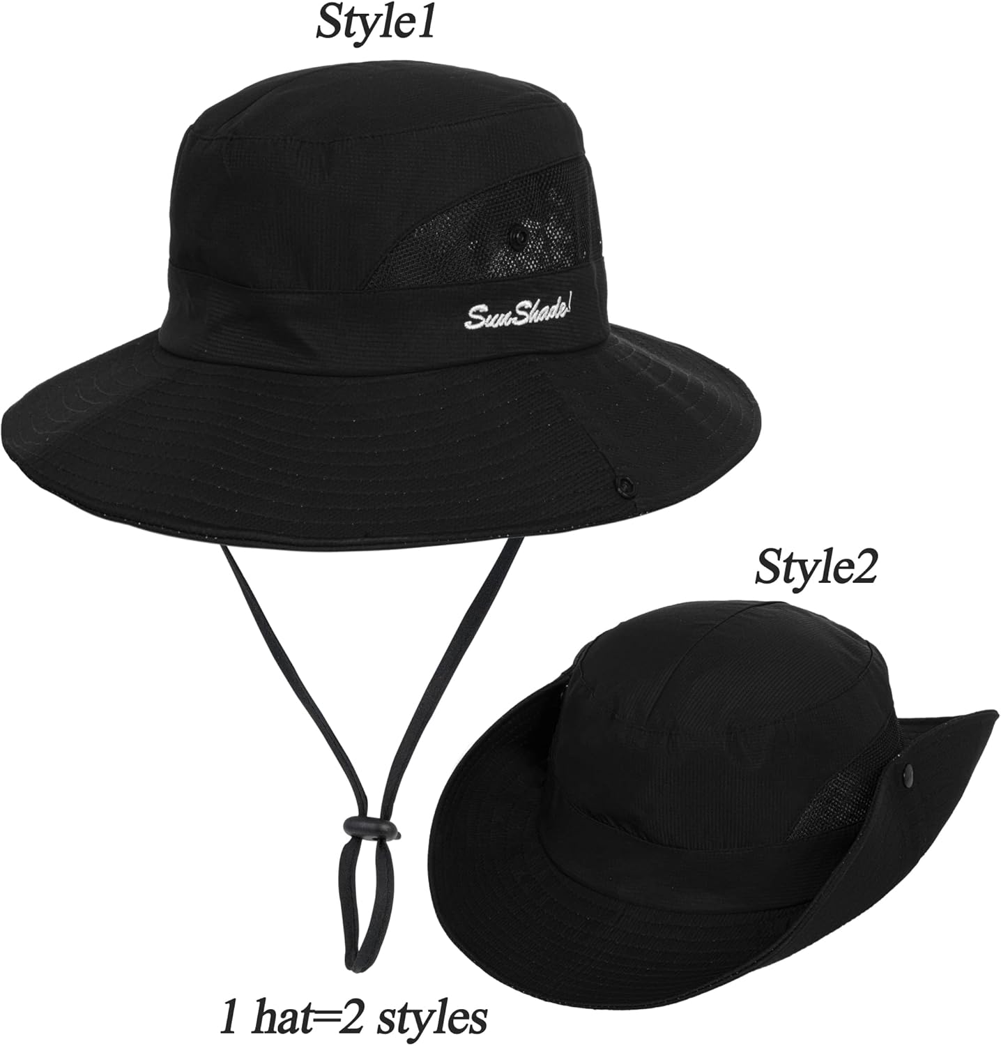 Skiennix Women's UV Protection Wide-Brim Sun Hat - Foldable Beach & Fishing Hat with Ponytail Hole
