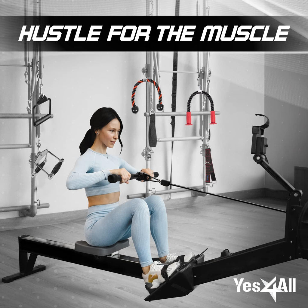 Yes4All Cable Machine Attachment - Versatile Row Handles, Tricep Rope & Straight Bar | Supports 880 LB for Home Gym