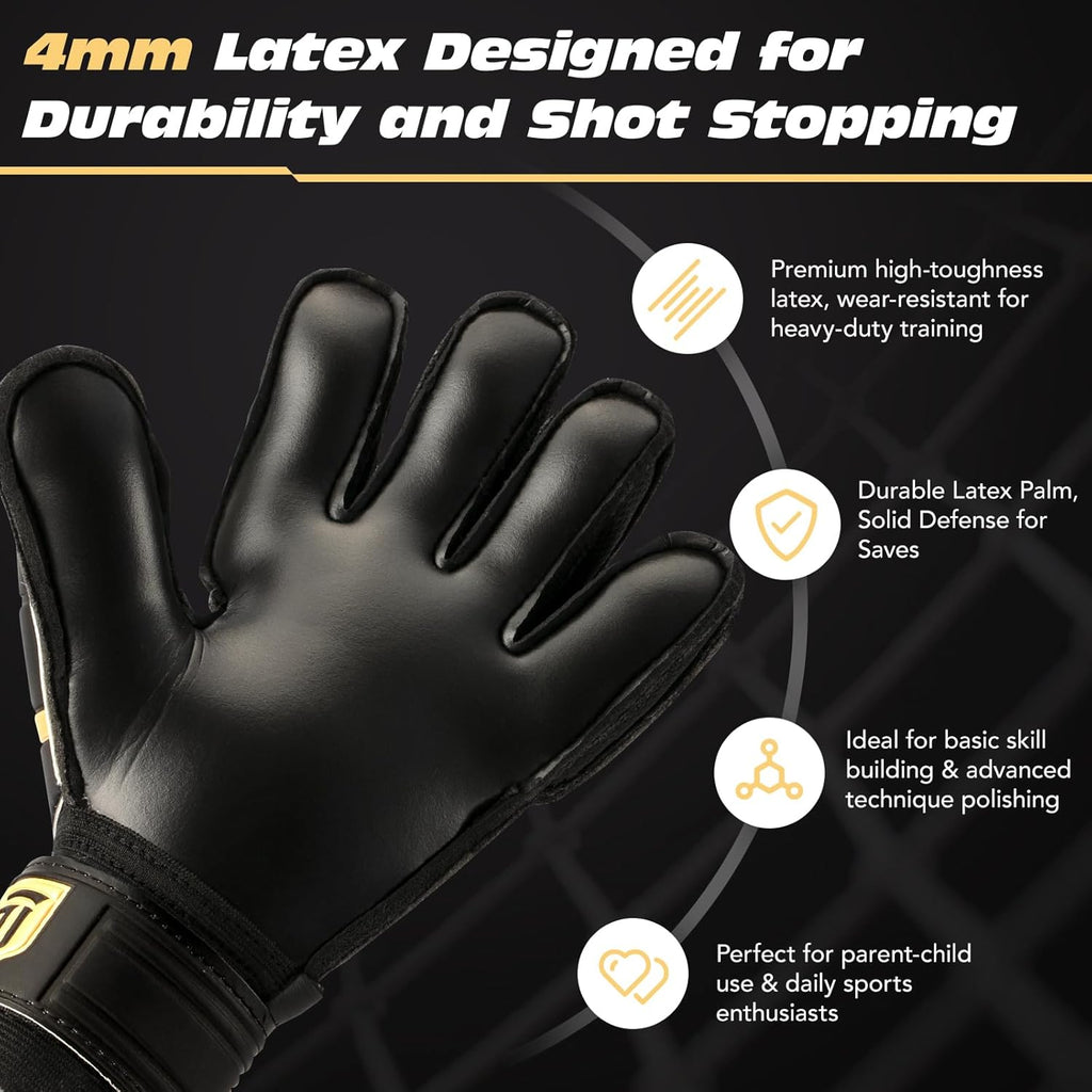 Regine Switzerland Goalkeeper Gloves - 4mm Latex Anti-Slip Grip, Finger Protection for All Weather