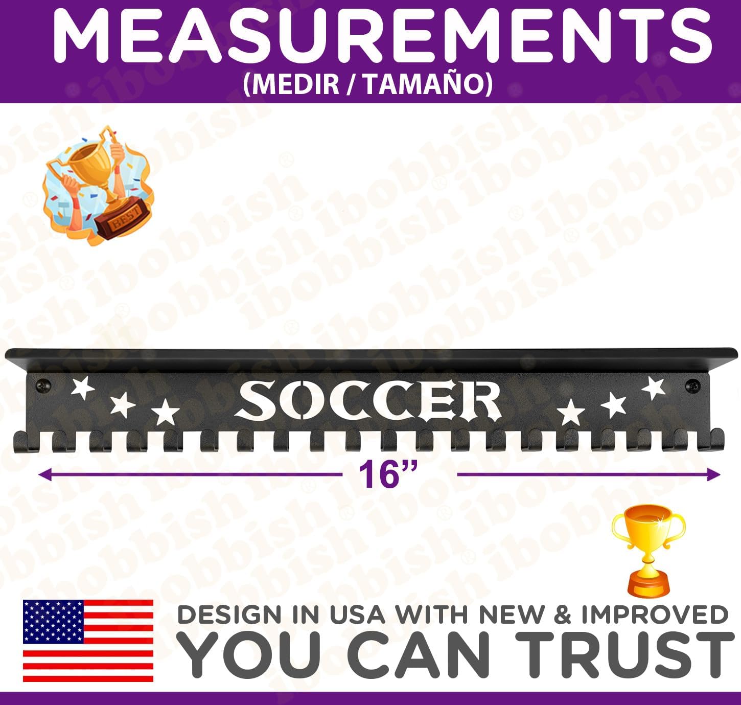 Skiennix Non-Slip Medal Hanger - Wall Display for Trophies & Medals | 16-Inch Length, Ideal for Sports