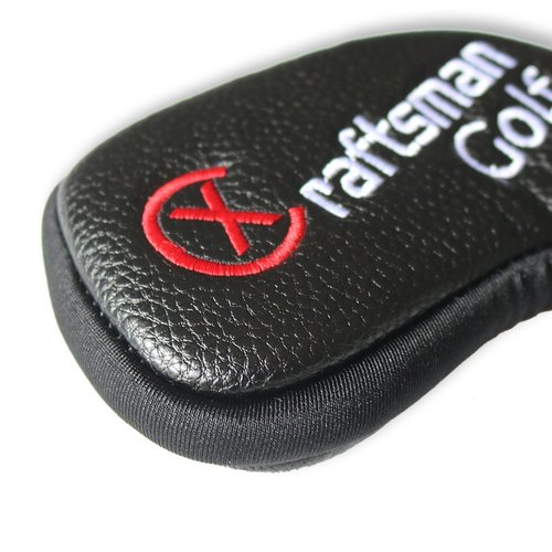 Craftsman Golf 11pcs /Set (4,5,6,7,8,9,A,S,P,L,X) Synthetic Leather Black with Red Edge Iron Head Cover Headcover Set for Callaway Ping Etc. with Zipper