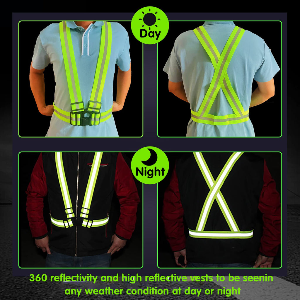 SAGOOITS Reflective Safety Vest 2pcs - High Visibility Vest Adjustable Straps for Outdoor Jogging, Cycling, Walking,Construction Workers,Traffic Control,and Outdoor. Fits Men Women (Green