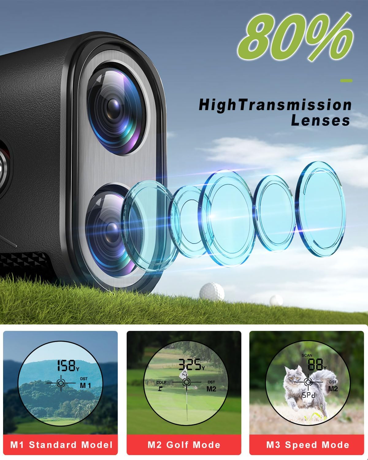 Skiennix Golf Rangefinder - 1200 Yards Range with 7X Magnification & Slope | Accurate Laser Golf Accessory