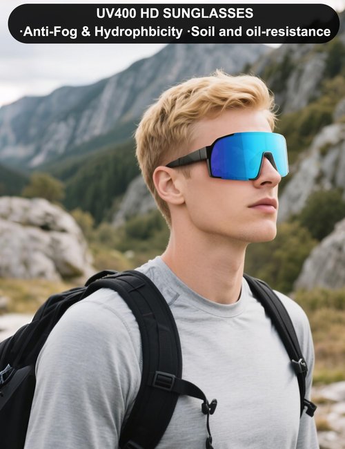 BangLong Cycling Sunglasses for Men Women, UV400 Protection Sports Sun Glasses for Baseball Running Bike Cycling Driving, Black
