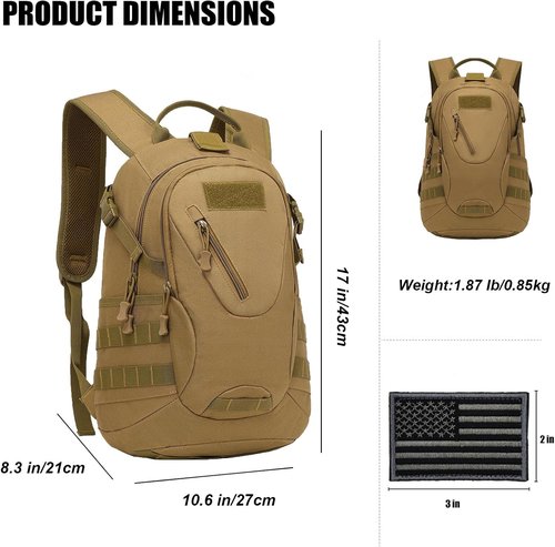 ArcEnCiel 15L Tactical Motorcycle Backpack - Versatile Rucksack for Outdoor Camping & Trekking