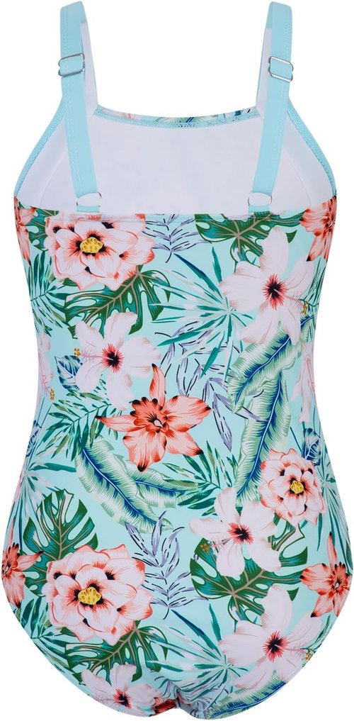 Belovance Girls One-Piece Swimsuit - Quick-Dry Solid Color Block Design | Ages 5-14