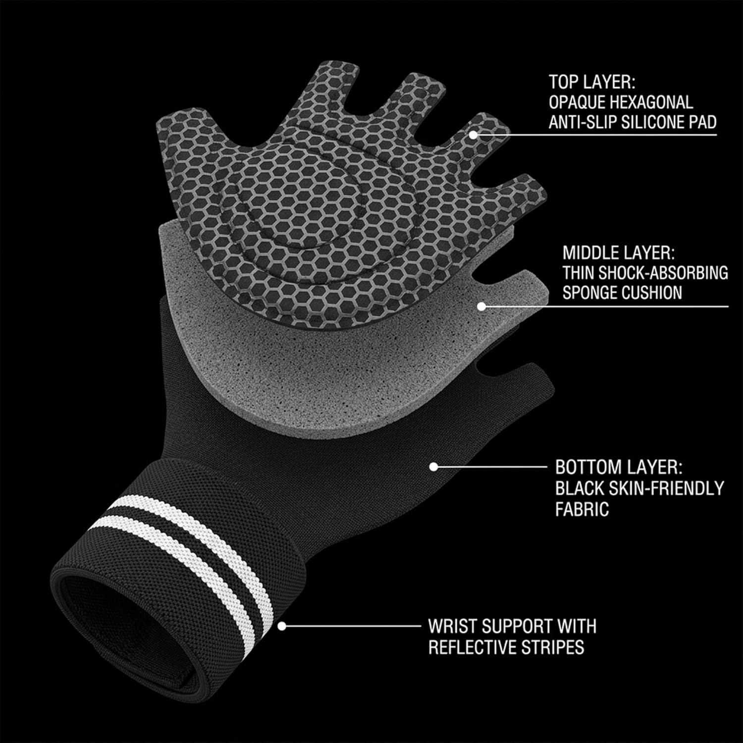 Skiennix Workout Gloves - Breathable Gym Gloves with Wrist Support for Weightlifting & Training | Unisex Fingerless Design