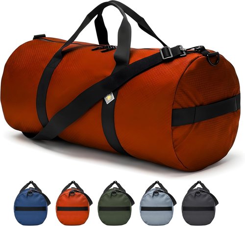 NorthStarSports Large Diamond Ripstop Duffle Bag - Ultra Tough, Weatherproof & Packable (14" x 30", 75L, Orange)