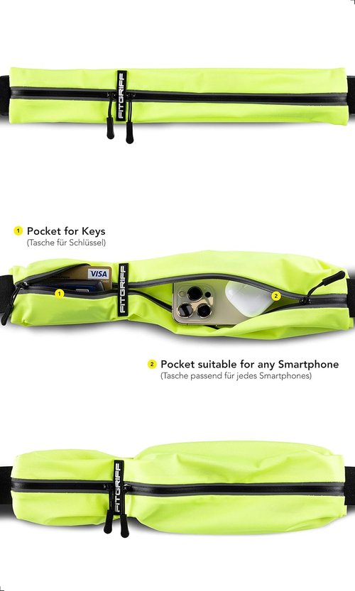 Fitgriff® Running Belt - Secure Jogging Pouch for Phones, Keys & Essentials - Adjustable for All Sizes