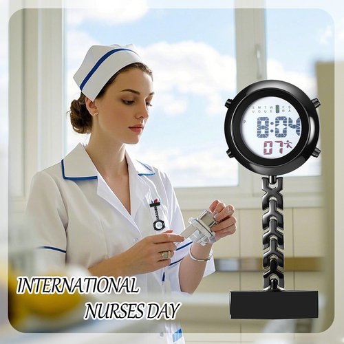 Lancardo Pin on Electronic Watch: HD Digital Display Multi-Function Day Calendar Alarm Stopwatch for Nurses Doctors Hikers Chefs Climbers