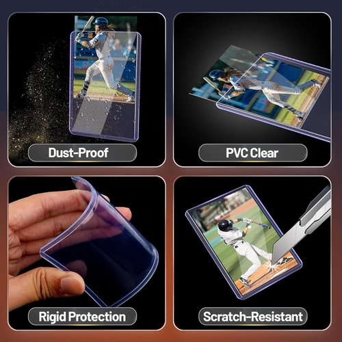 100 Topload Card Holders & 100 Penny Sleeves | 35PT Hard Plastic Protectors for TCG & Sports Cards