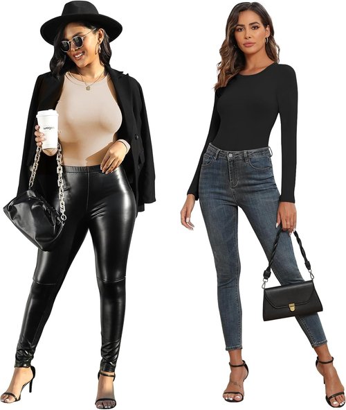 Balennz Women's Long Sleeve Bodysuit - Round Neck Top for Fall | Comfortable & Stylish Fit