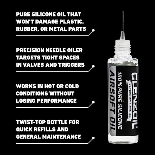Clenzoil Airsoft Oil - 2 oz Silicone Lubricant for Air Rifles & Pistols | USA-Made Combo Pack