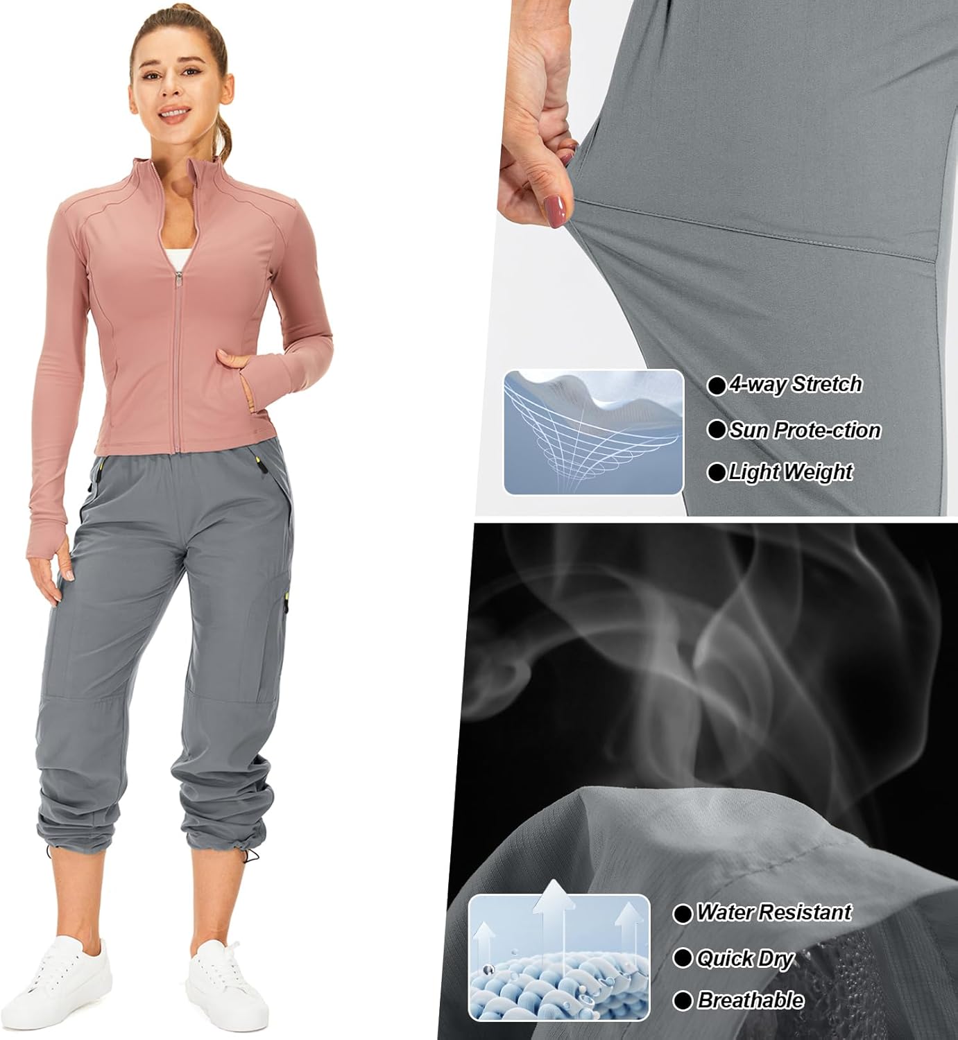 Skiennix Women's Hiking Pants - Quick-Dry, Lightweight, UPF 50 | Travel & Safari Cargo with Zipper Pockets