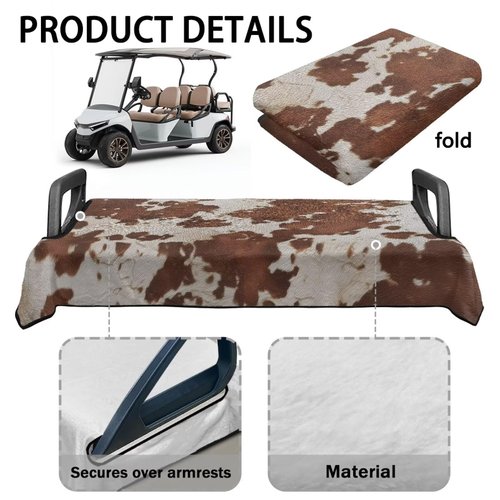 Xpyeesfuen Cow Print Golf Cart Seat Covers,Golf Cart Towel/Blanket,Easy Install and Clean,Protect Your Seat and Suitable for All Seasons