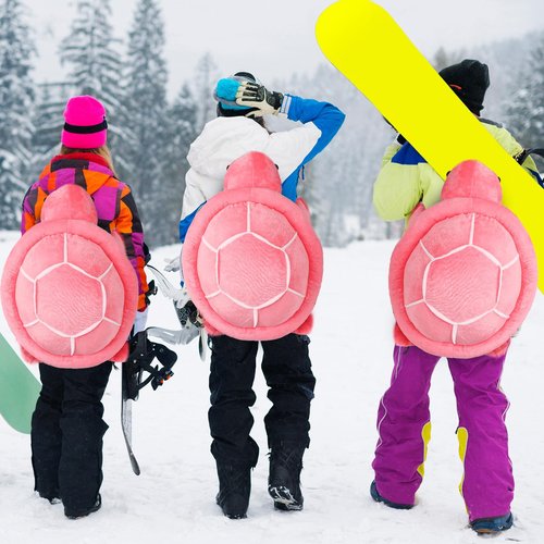 Hungdao Protective Gear Cute Turtle Butt Pads for Skating Tortoise Tailbone Protector Padded Turtle Snowboarding Pad 3D Hip Protectors for Adults Skiing Roller Protection(Pink)