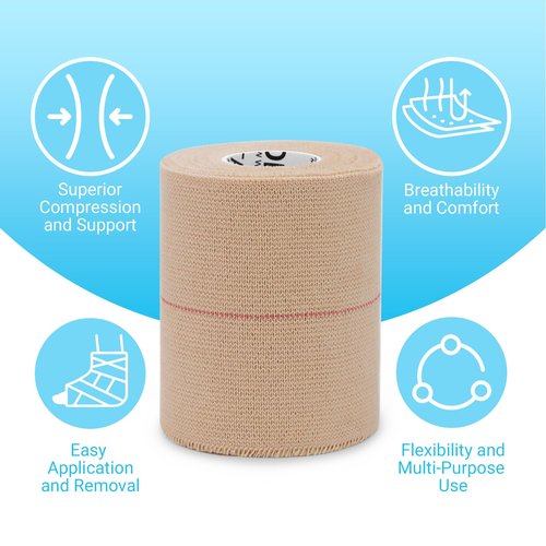 OK TAPE Elastic Adhesive Tape Bandage Tape Wrap - 4 Rolls, Flexible Stretch Bandages for Sports Ankle, Knee and Wrist Sprains (Beige,2 Inch Wide)