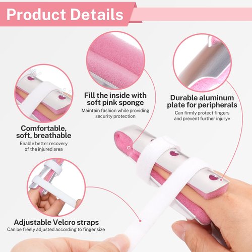 ADLLHO Finger Splint,5PCS Finger Splints for Broken Finger,Pinky Finger Support Brace, Mallet Finger Brace for Broken Fingers Straightening,Pink Pink，S*1,M*2,L*2