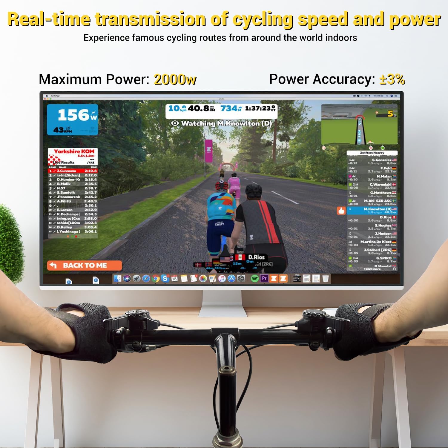 Sportneer Smart Bike Trainer Stand - Compatible with 26-29" & 700C Wheels | Bluetooth & ANT+ for Zwift & Rouvy AR