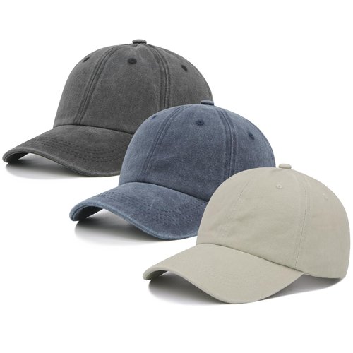 MINYJHZ 3 Packs Washed Plain Baseball Cap, Retro Adjustable Unstructured Cotton Dad Hats Gift for Men/Women