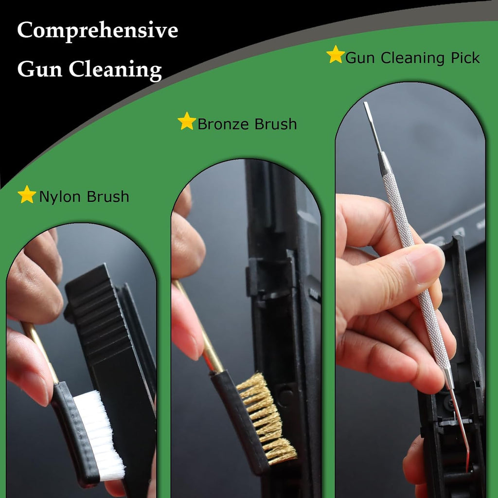 Skiennix Tactical 9mm Pistol Cleaning Kit - MOLLE-Compatible Pouch & Essential Tools Included