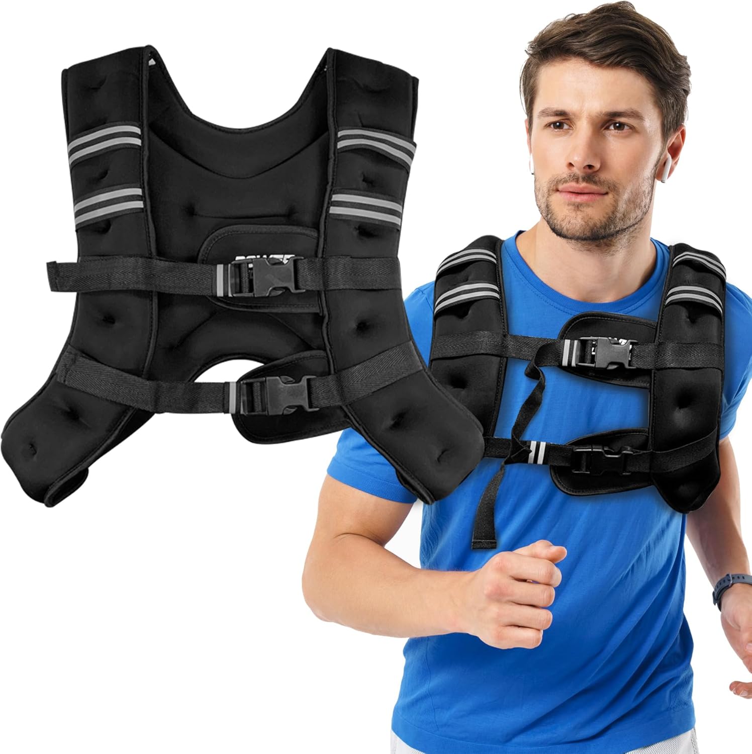 POWER GUIDANCE Weighted Vest - Adjustable & Reflective Workout Gear for Running, Jogging, Walking, & Strength Training