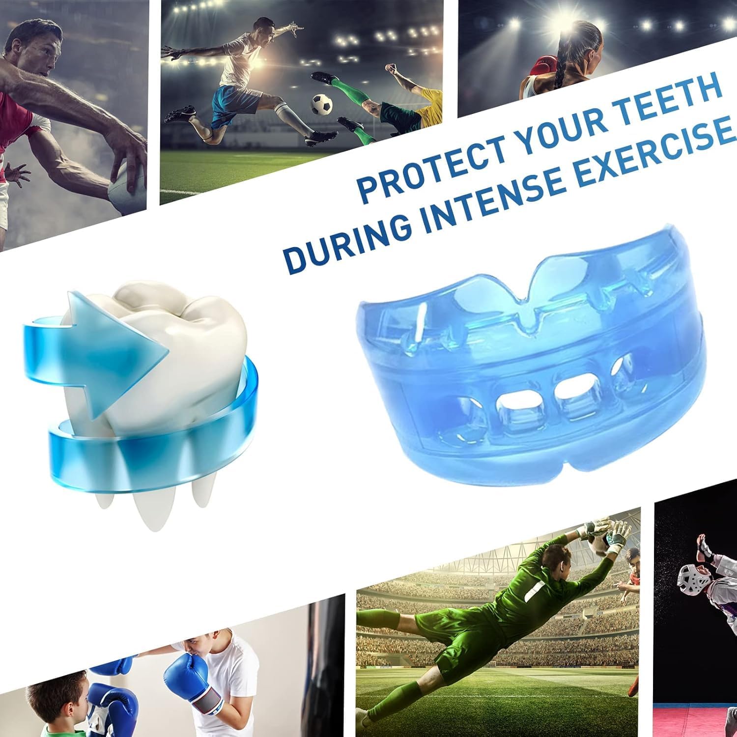 Skiennix Kids Mouth Guard - Durable Sports Braces for Football, MMA, Boxing & More | Blue with Case
