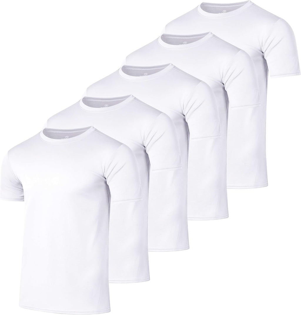 Real Essentials Men's Mesh Short Sleeve Crew Neck T-Shirt - 5 Pack Athletic Workout Tee (Big & Tall)
