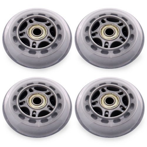 BENLIUDH Inline Skate Wheels with Bearings, 3 Inch Roller Blade Wheels 76mm Outdoor and Indoor Clear Wheel for Office Chairs, Luggage (4 Pack, Silver)