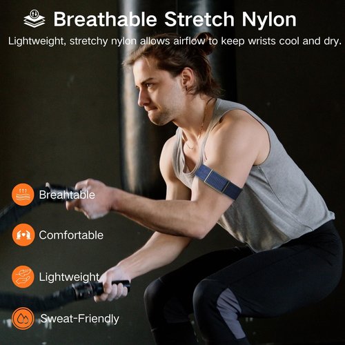ESeekGo Nylon Bicep Bands Compatible for Polar Loop (2025) / Visible Armband 2.0 Straps, Hook & Loop Soft Weave Stretchy Breathable Replacement Sport Arm/Ankle Wristbands with Buckle-No Tracker
