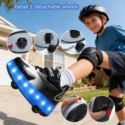 Ehauuo Unisex Roller Shoes Kids Sparkling Wheels Shoes Girls Light up Roller Skates Sneakers Boys Rechargeable Flashing Sneakers for Gift