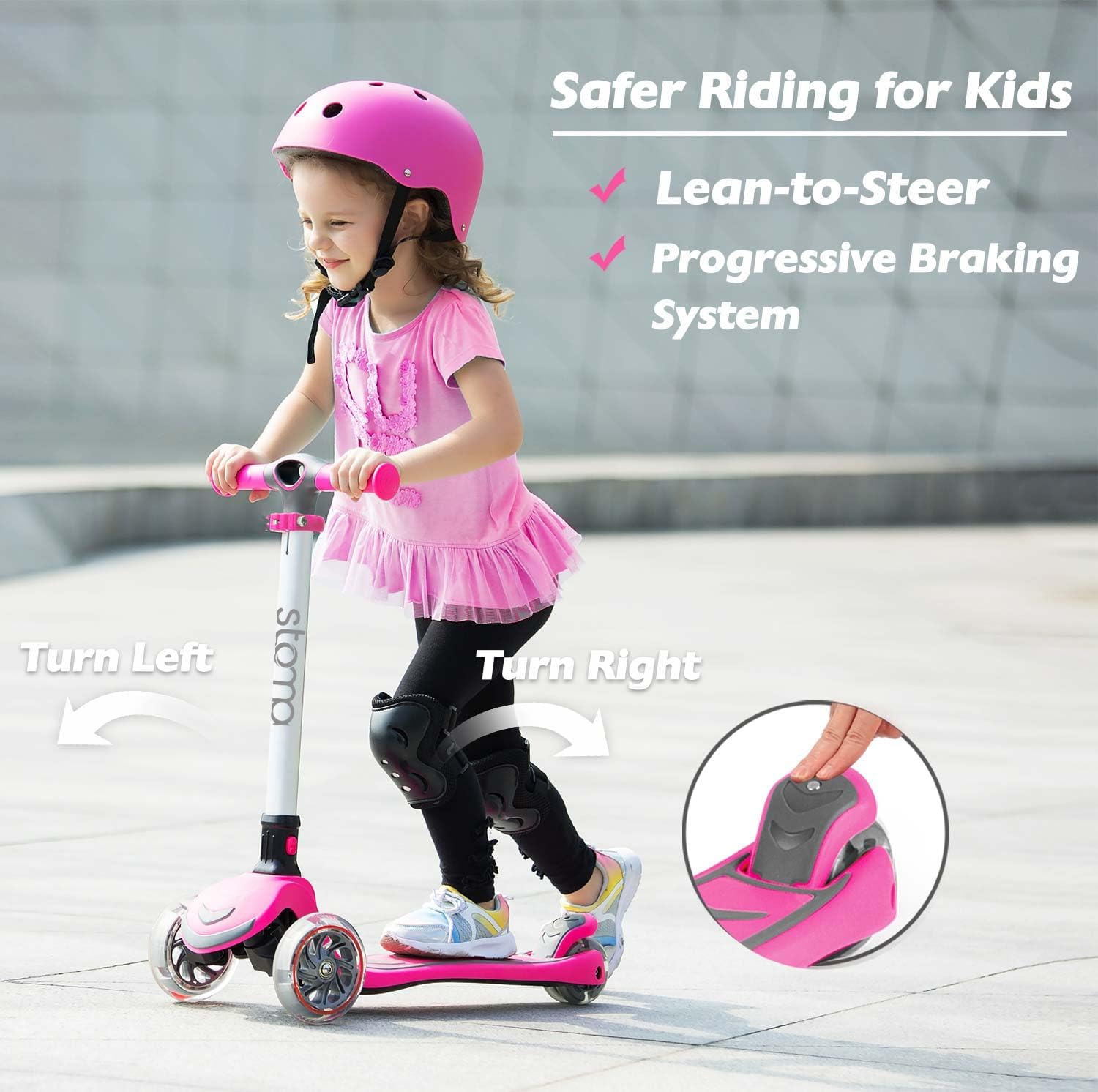 Stompa 2-in-1 Light Up Scooter for Kids | Adjustable Handlebar & Foldable Seat | Ages 3-8
