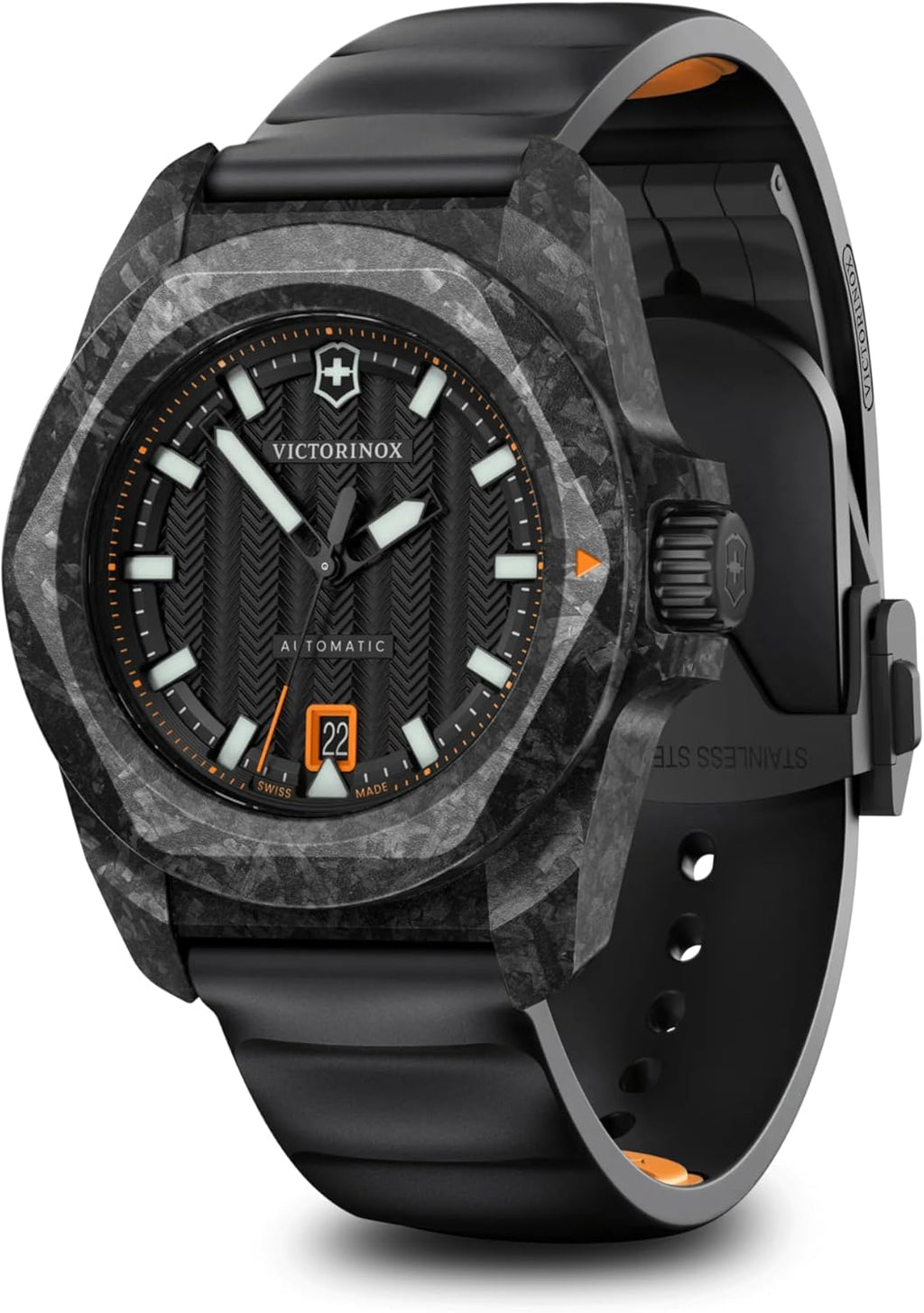 Victorinox I.N.O.X. Automatic Watch - Black Dial & Rubber Strap, 41mm | Durable & Stylish Timepiece