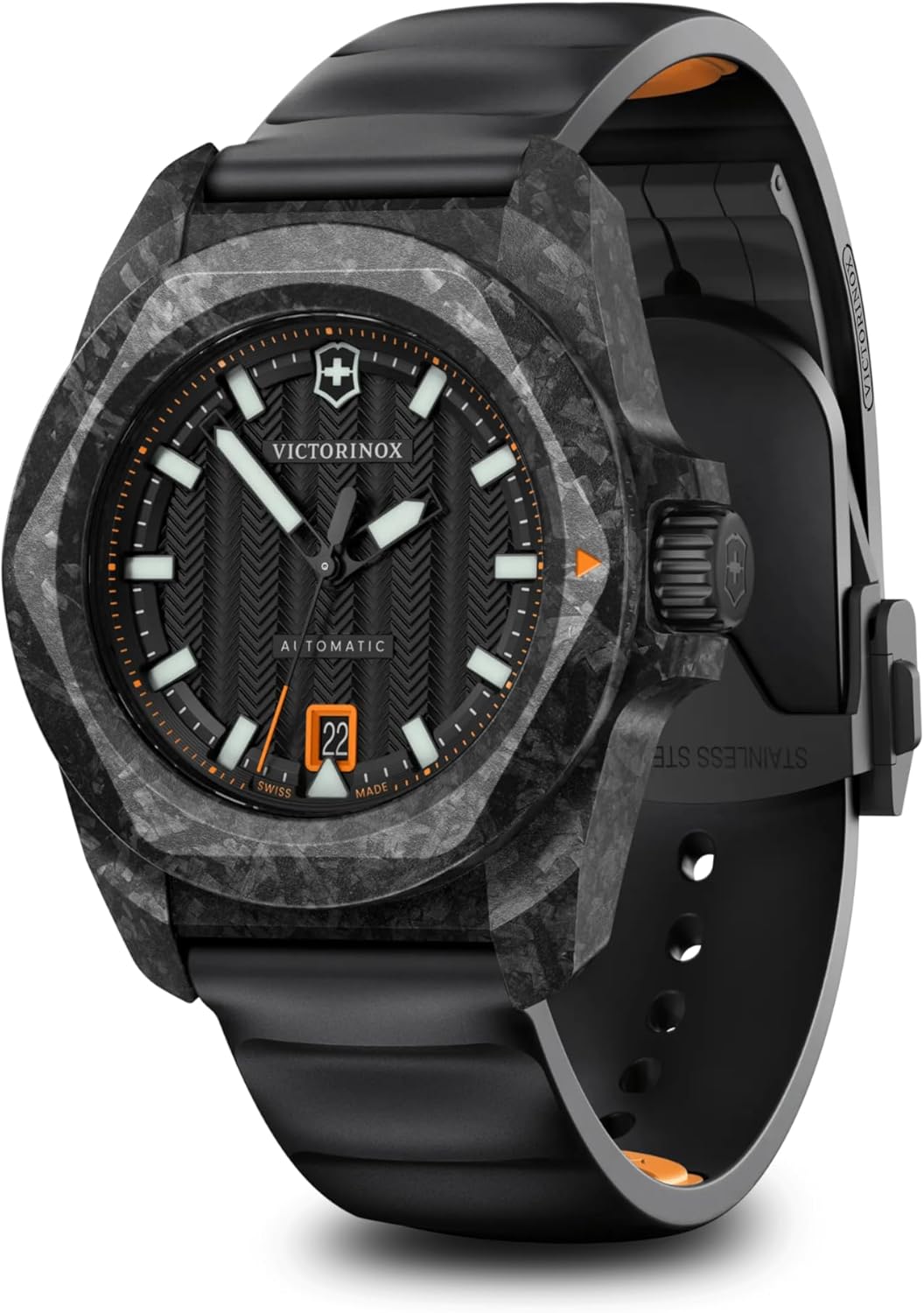 Victorinox I.N.O.X. Automatic Watch - Black Dial & Rubber Strap, 41mm | Durable & Stylish Timepiece