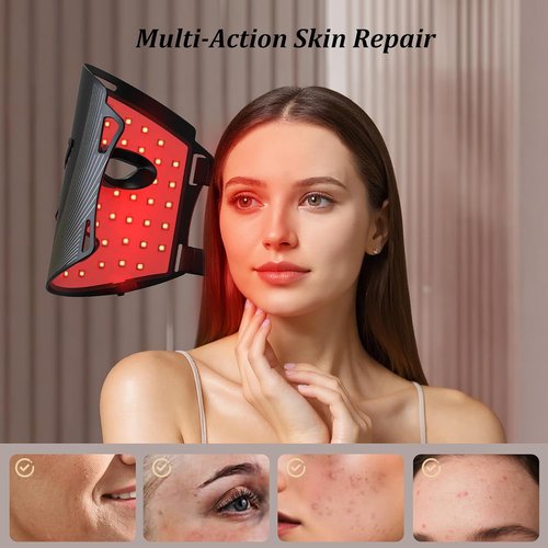 CUEME Red Light Therapy Mask - FDA-Cleared LED Treatment for Wrinkles & Acne | Portable Facial Care for Women
