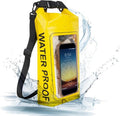 IP68 Waterproof Dry Bag - 2L Roll Top Pool Bag with Phone Pouch for Kayaking & Boating (Yellow)