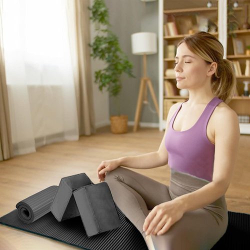 BalanceFrom 7-Piece Yoga Set - Extra Thick 71x24x0.5 Inch Mat with Carrying Sling, Blocks & Towels