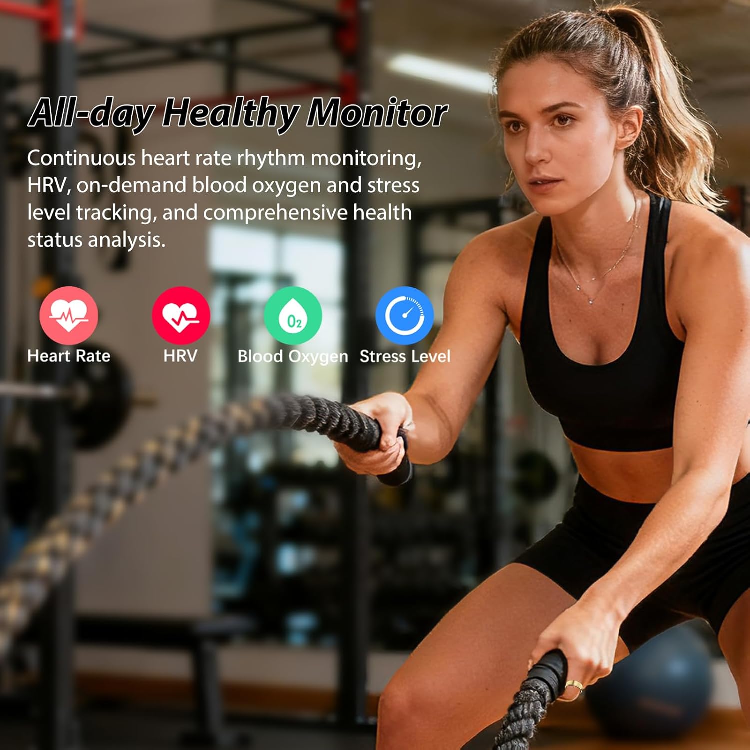 Smart Health - Fitness Ring for Men & Women | Heart Rate, Blood Oxygen & Sleep Tracker - Gold, Size 8