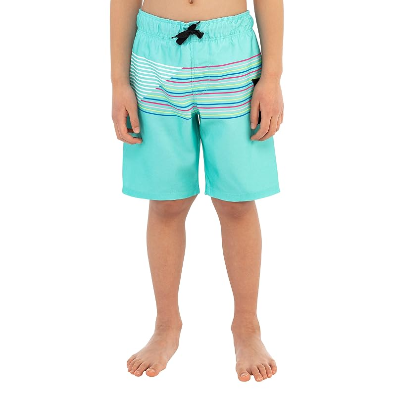 Hurley Kids Aurora Green/Slash Mini Vacay Stripe Pull-On Swim Trunk - Little & Big Kid