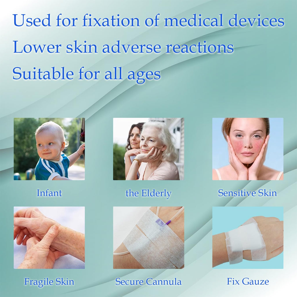 Silicone Medical Tape for Sensitive Skin 1" x 4 Yard 2 Rolls Blue Hypoallergenic Repositionable Easy Removable Surgical Tape for First Aid Wound Care Skin Friendly