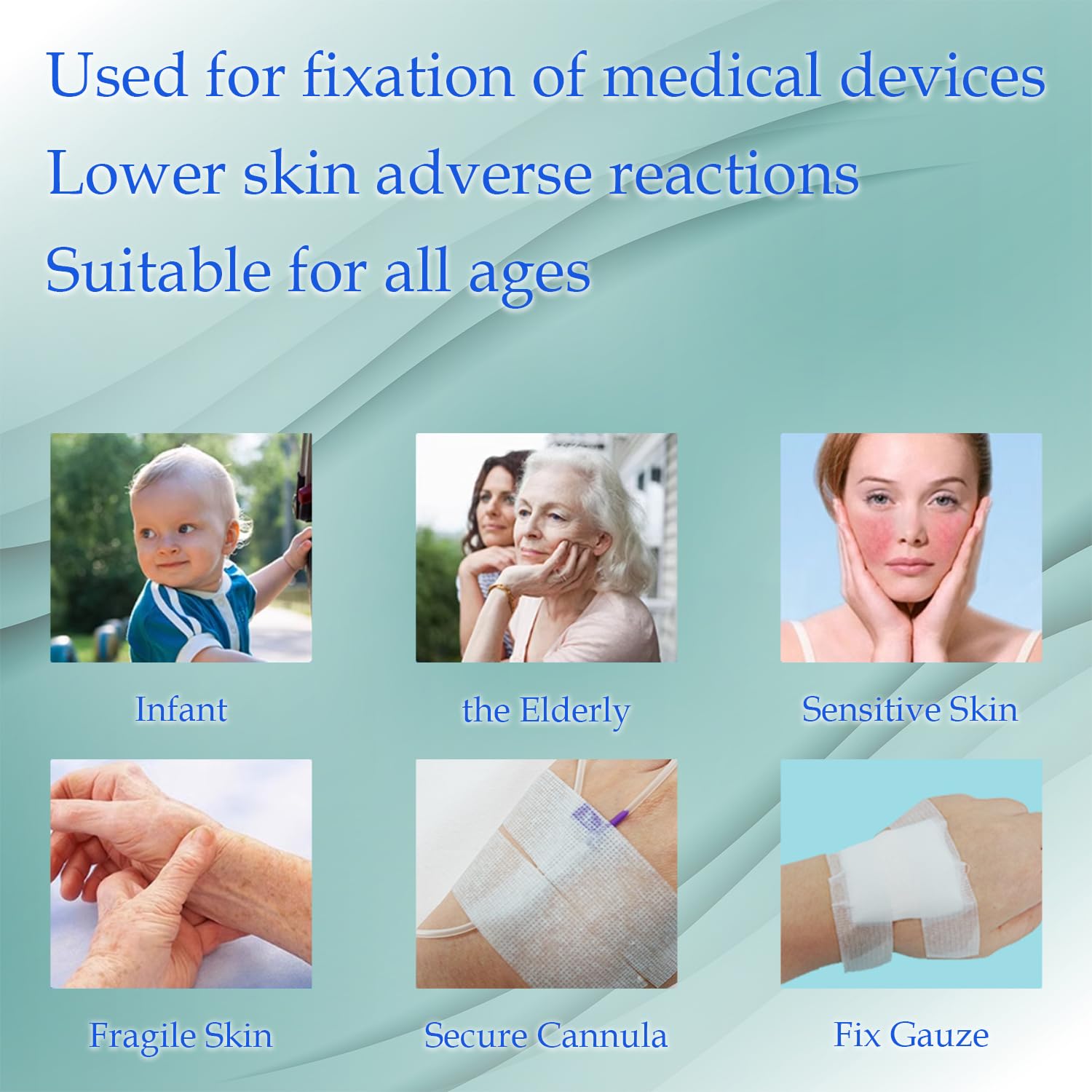 Silicone Medical Tape for Sensitive Skin 1" x 4 Yard 2 Rolls Blue Hypoallergenic Repositionable Easy Removable Surgical Tape for First Aid Wound Care Skin Friendly